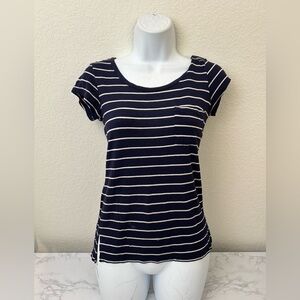 Glitz Sleeveless Top Women’s S Blue Round Neck T Shirt Striped Short Sleeve​​